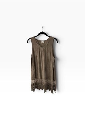 Kaktus Lace Hem L Tunic Tank Top Boho Whimsigoth Fairy Grunge Mori Kei Lagenlook